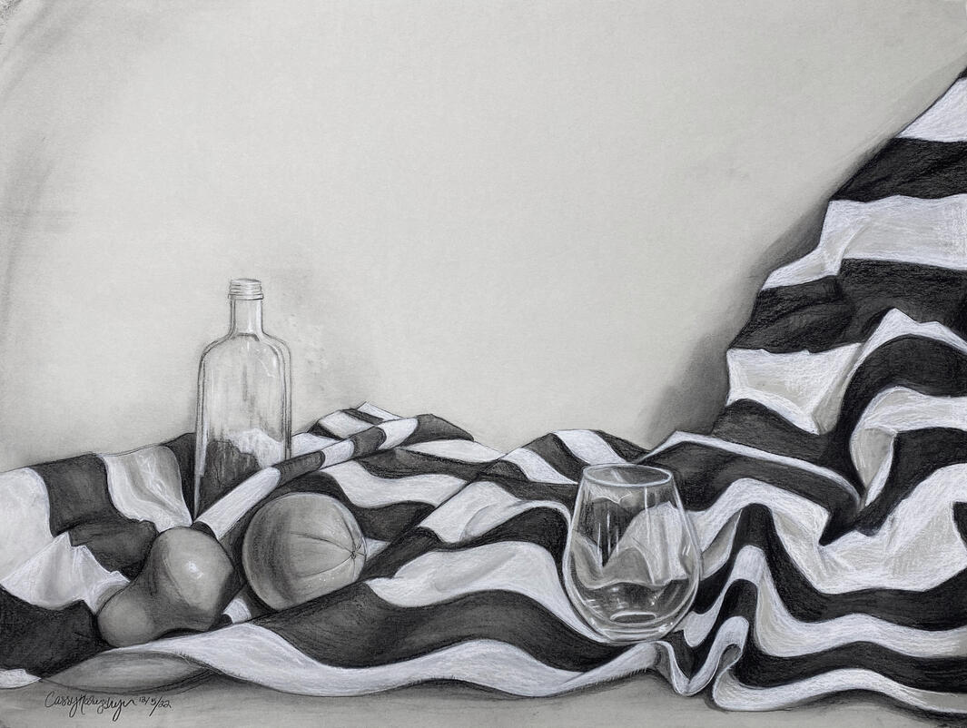 "Talladega", Charcoal on Toned Paper, 2022, 18in x 24in